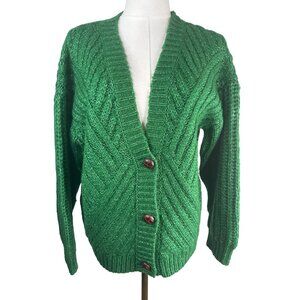 2/$30 Forever 21 XS  Green Chevron Knit Cardigan